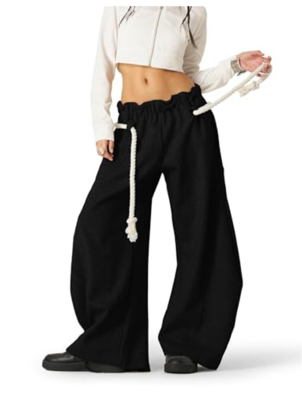 Super Baggy Barrel Sweatpants Wide Leg Elastic Waist Drawstring Unisex Lantern